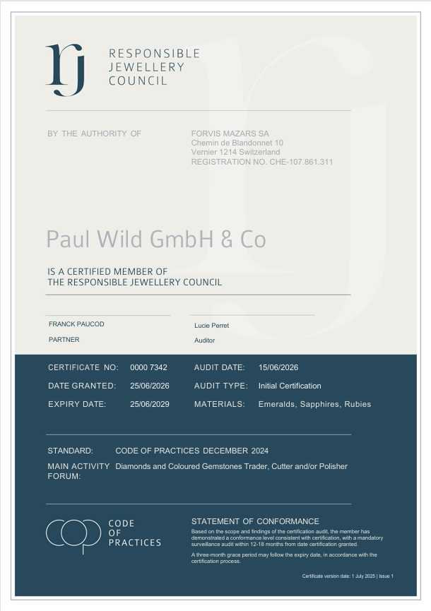 RJC Member Certification Information.